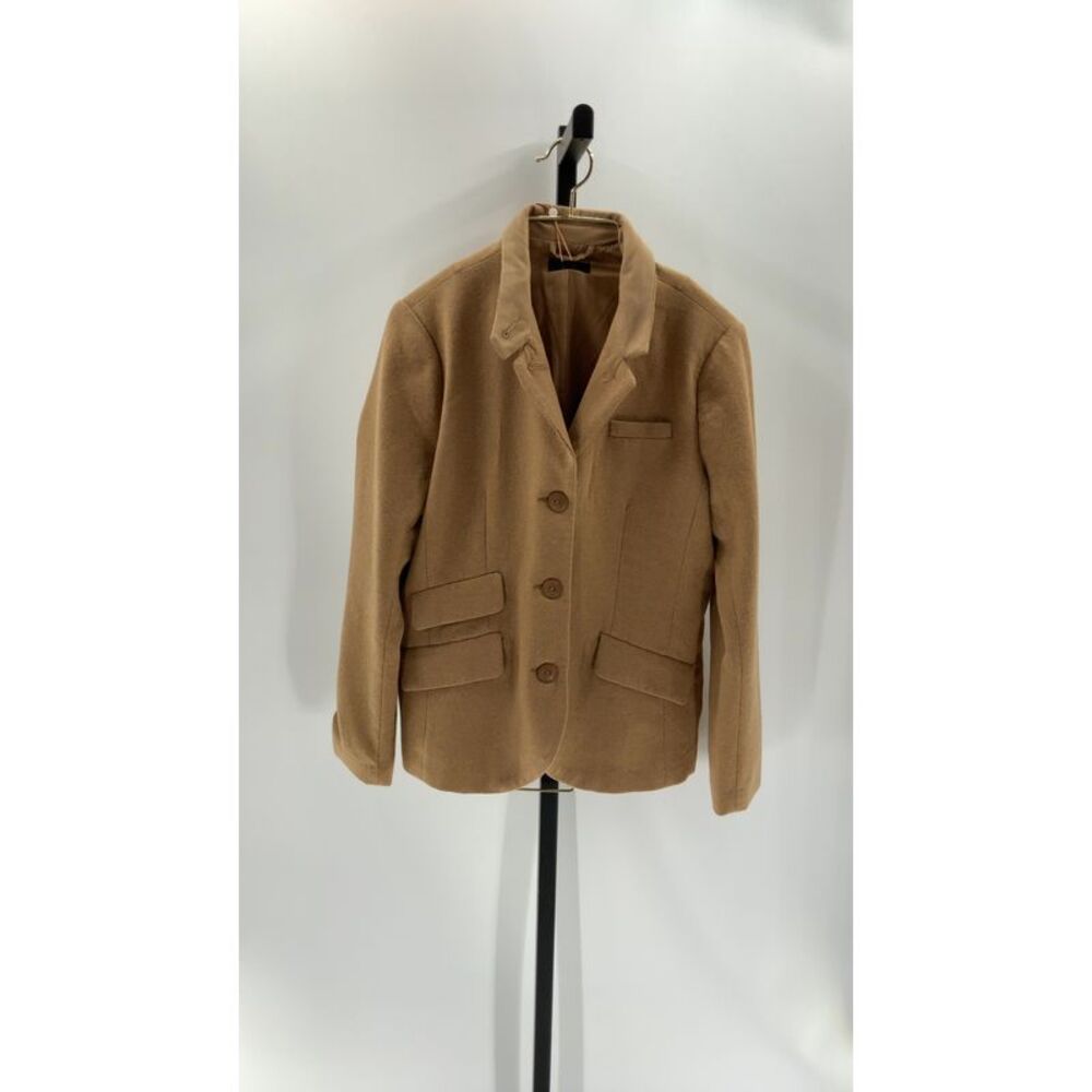 Quince Women Italian Wool Stand Collar Blazer Warm Camel M